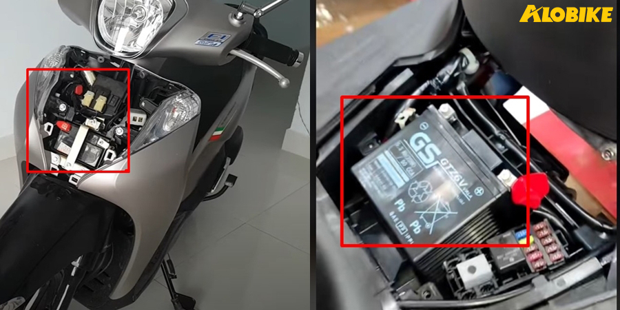 vị tr&iacute; ắc quy của xe sh mode