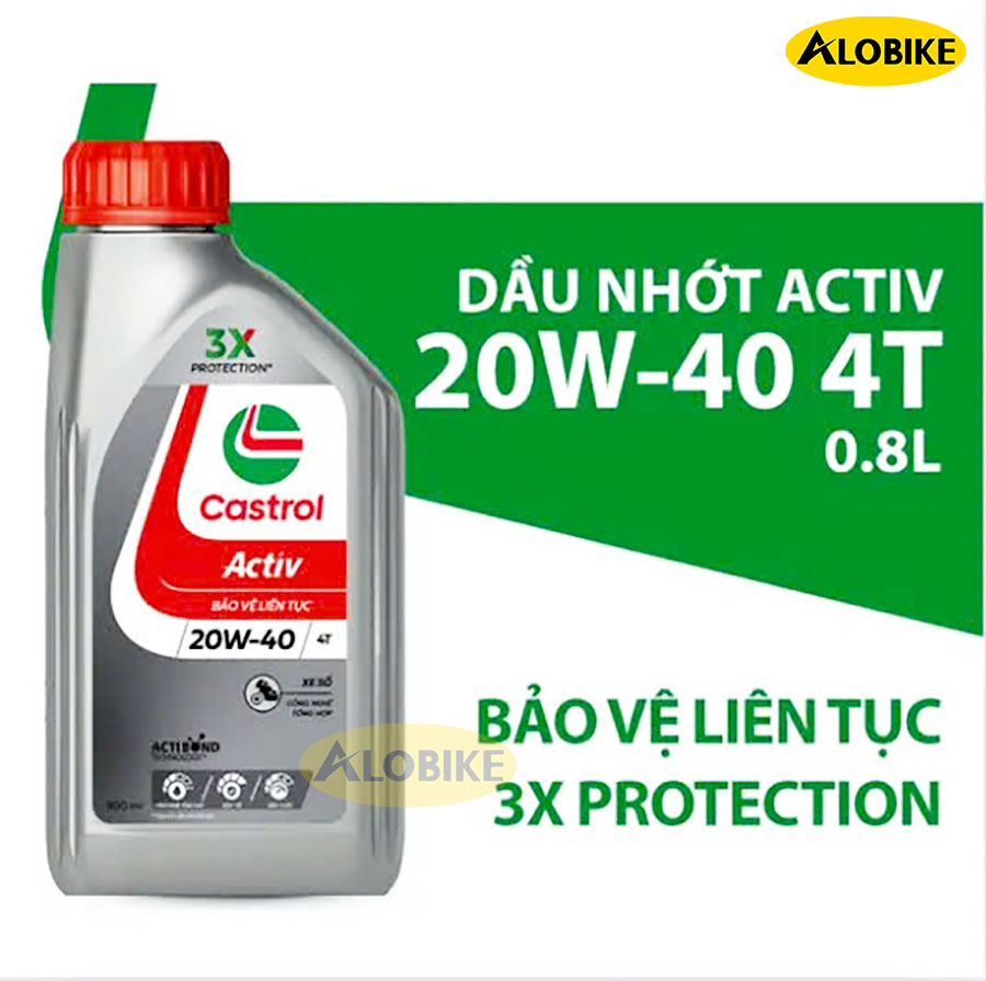 Nhớt Castrol Activ 20W40 0,8 lit xe số