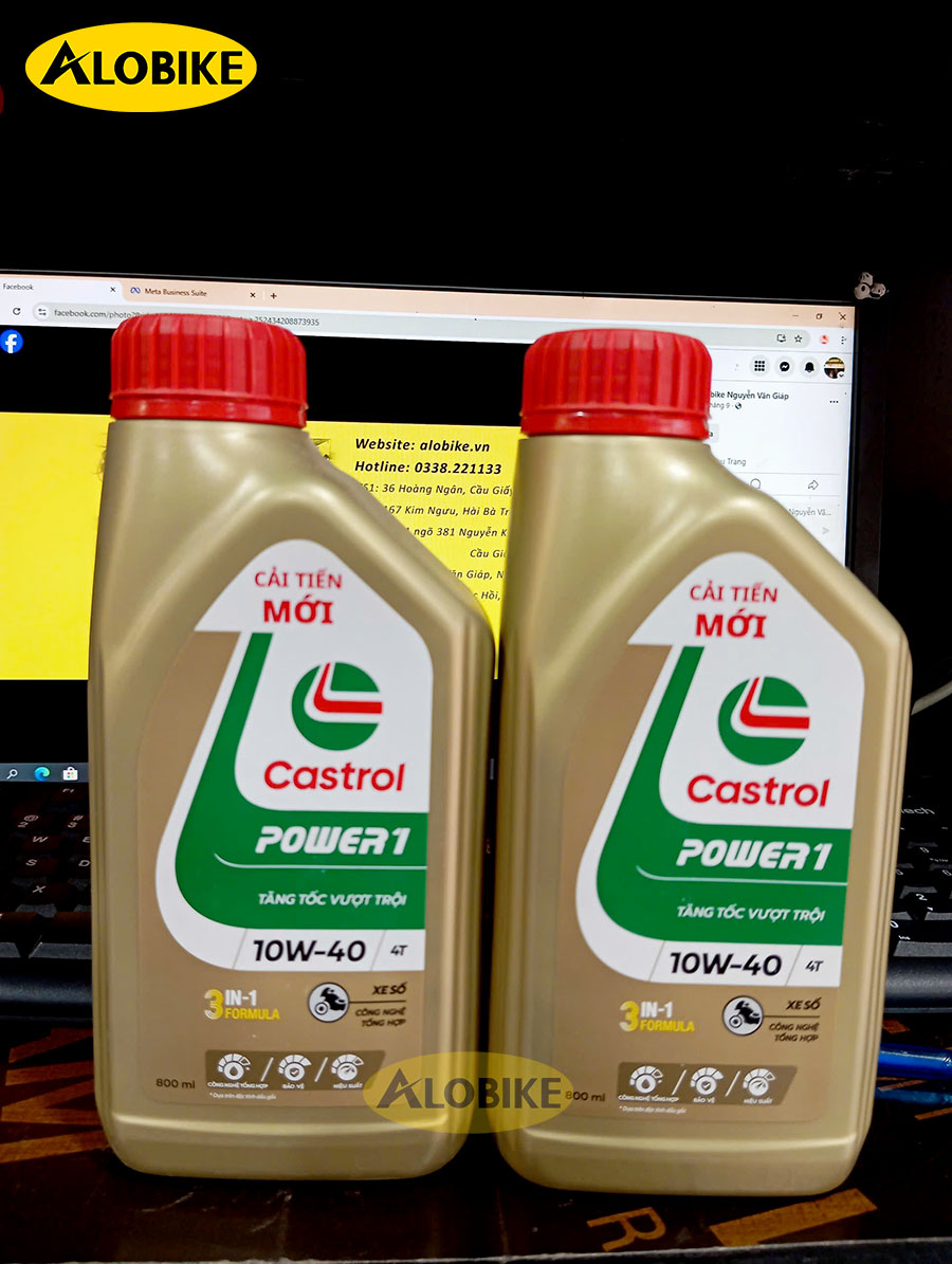 Nhớt Castrol Power 1 10W40 xe số và côn tay