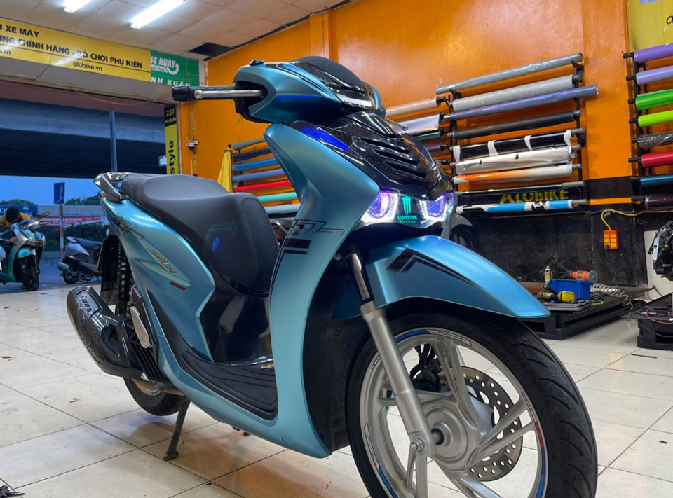 dán xe sh xanh ngọc