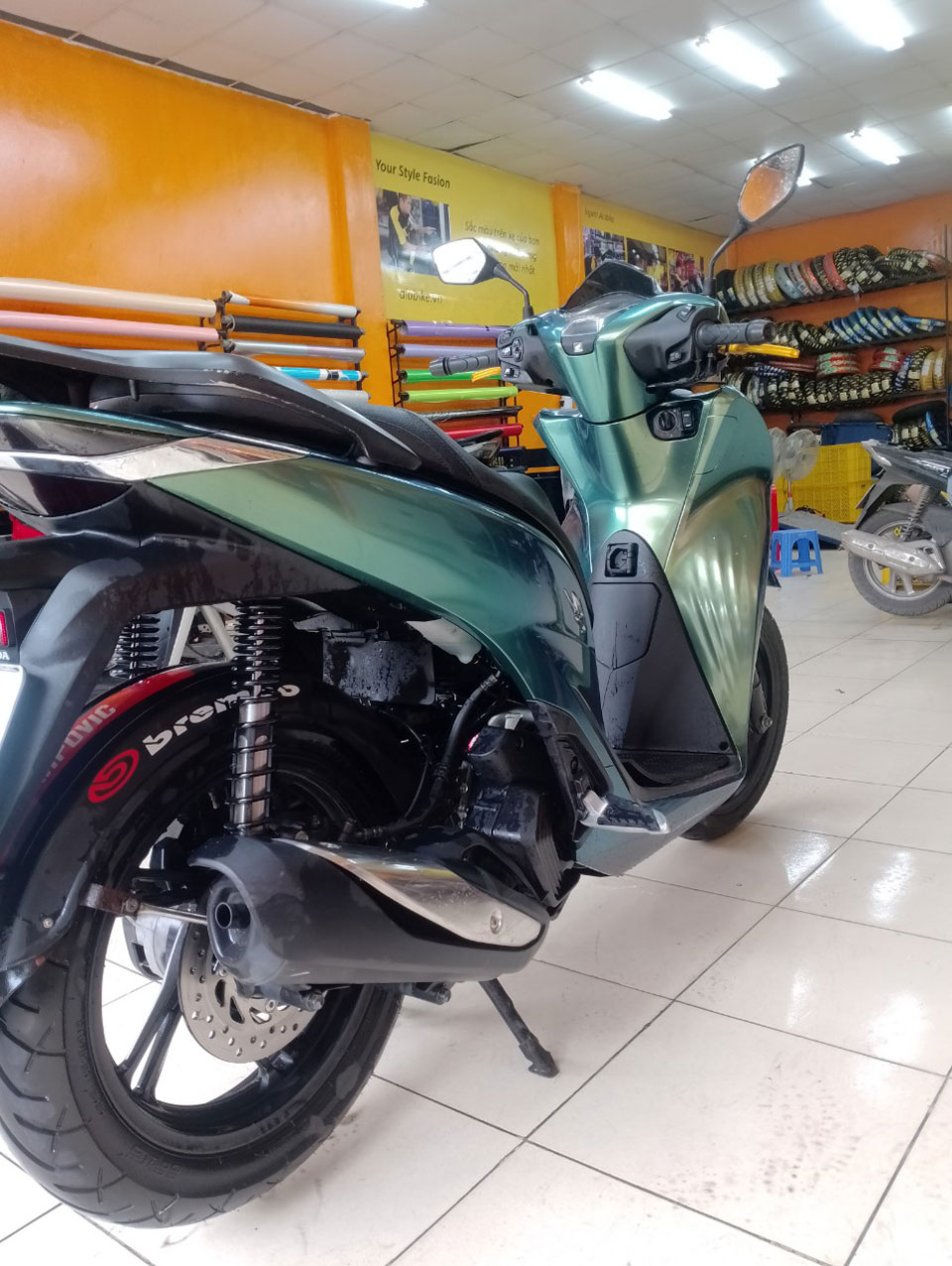 dán xe sh xanh rêu