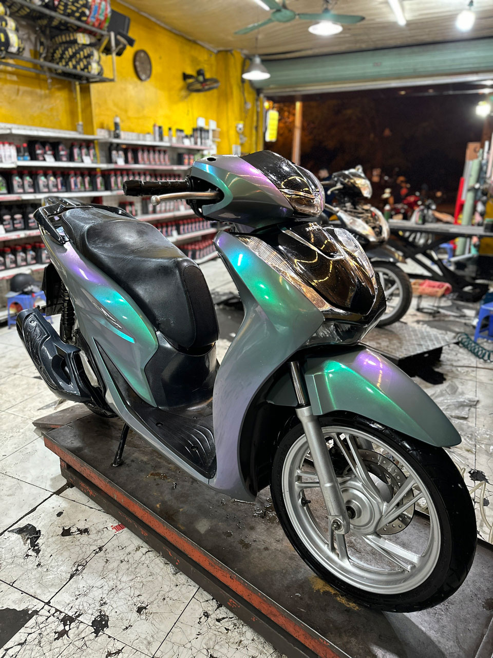 dán xe sh màu xanh xám