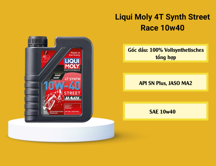 Thông số kỹ thuật dầu Liqui Moly 4T Street Race 10w40