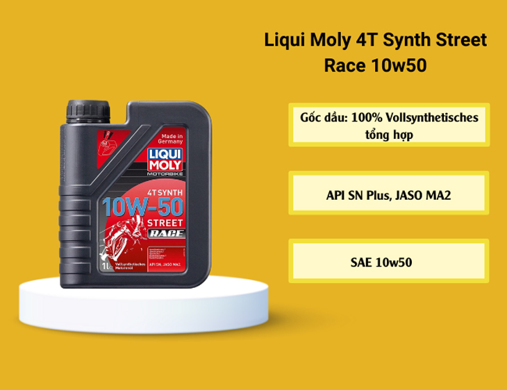 Thông số kỹ thuật nhớt Liqui Moly 4T Synth Street Race 10w50