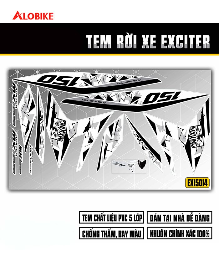 Tem họa tiết 3D cho Exciter 150