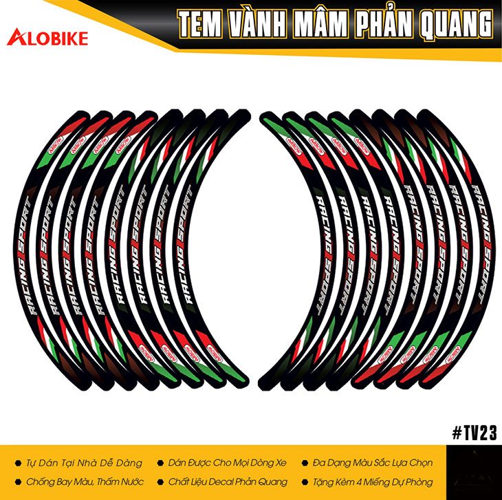 Tem dán vành Racing Sport phản quang