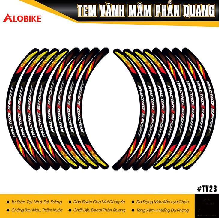 Tem dán vành Racing Sport phản quang