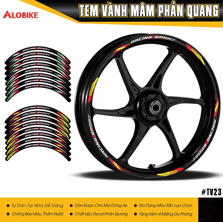 Tem dán vành Racing Sport phản quang