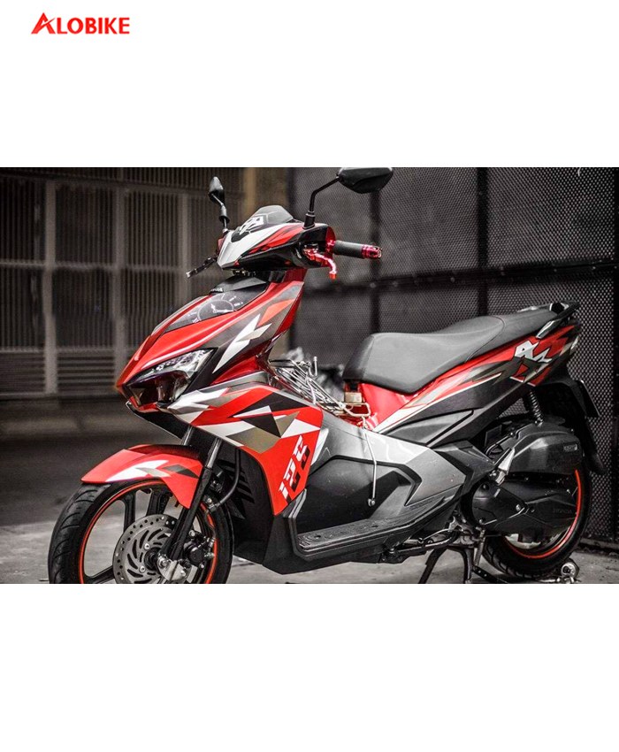 Tem trùm Mirror nhôm xước đỏ đen cho Airblade 2019