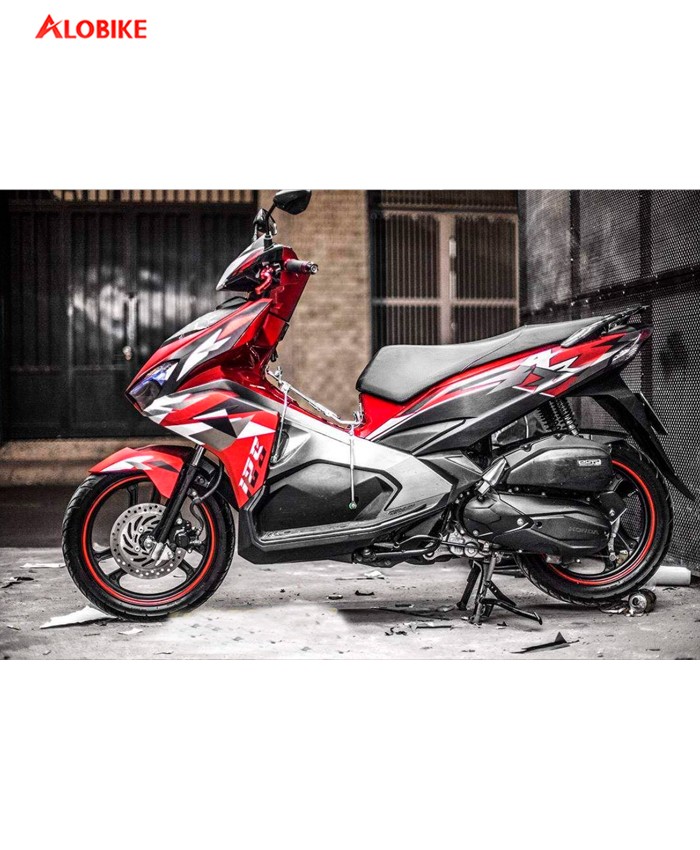Tem trùm Mirror nhôm xước đỏ đen cho Airblade 2019